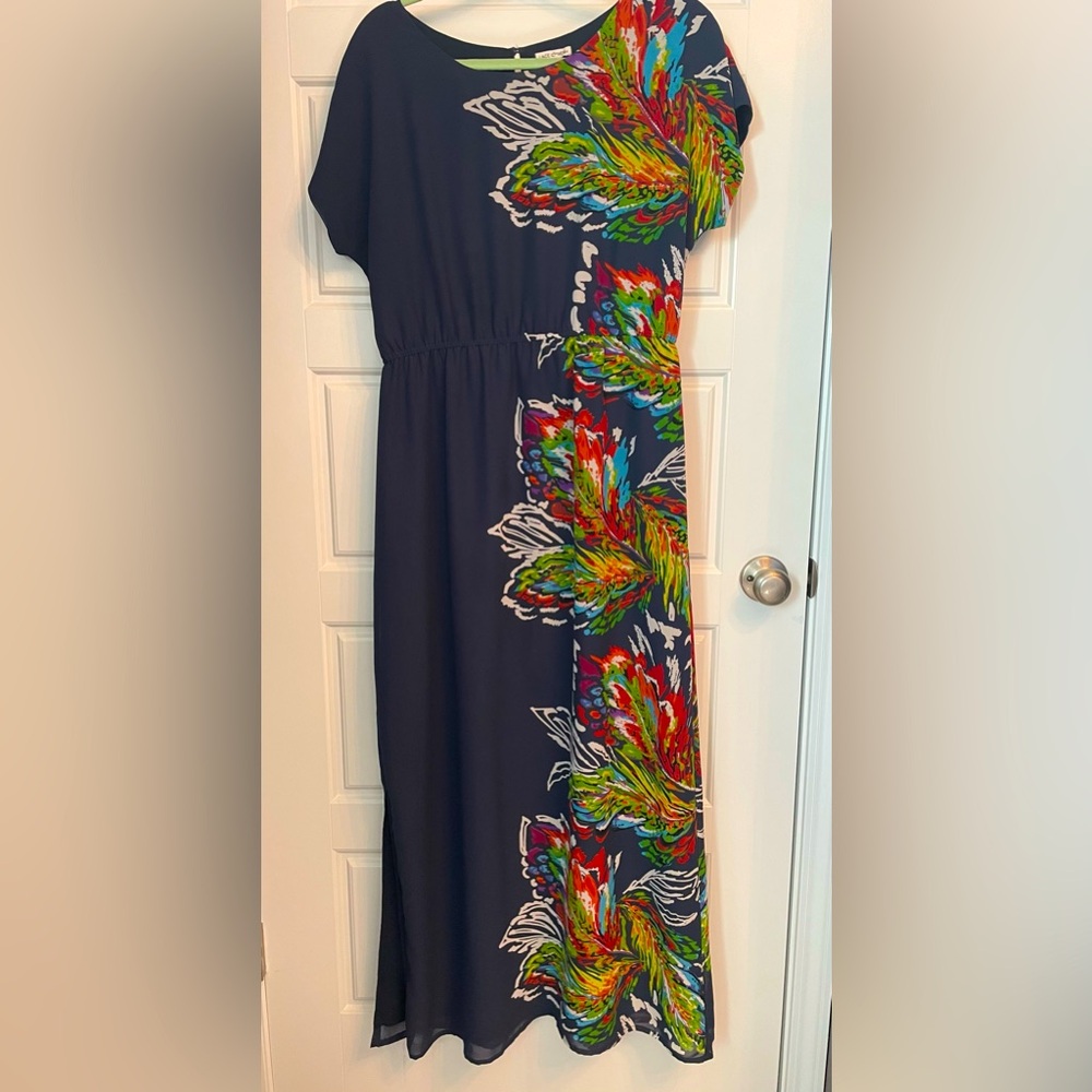 ModCloth navy dress with floral detail